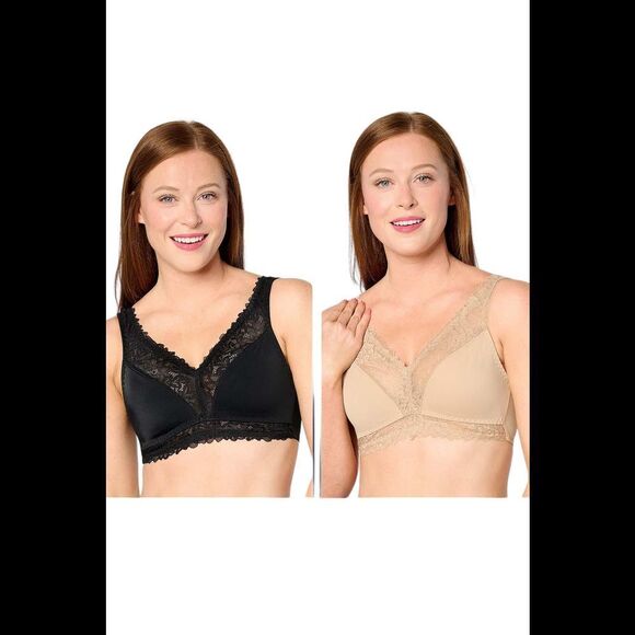 Breezies Other - Breezies Women's 2pk Lace Soft Support Bras Black/Beige -